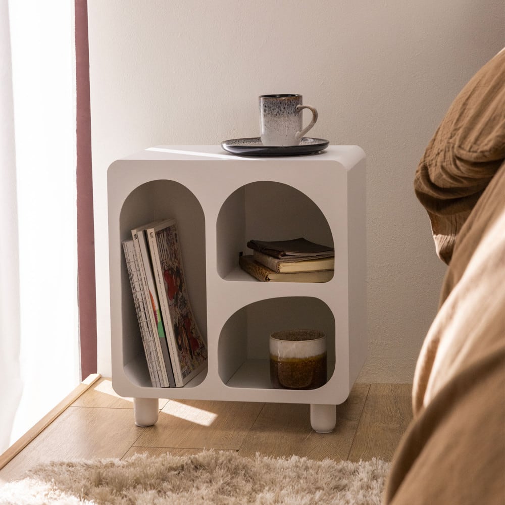 Table de chevet 3 niches en bois - blanc - Maisons du Monde
