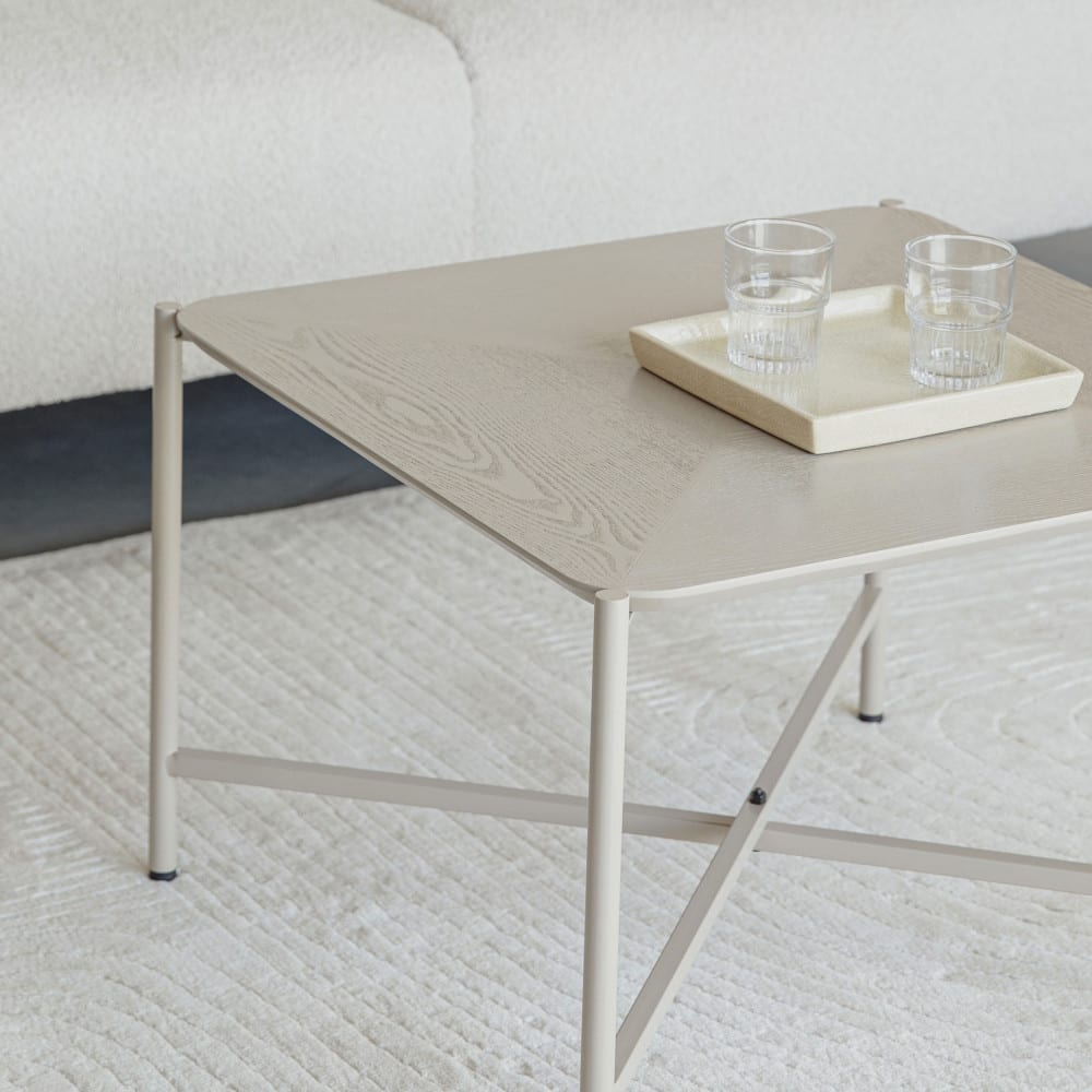 Table d'appoint carrée en bois et métal 40x40cm beige - Maisons du Monde