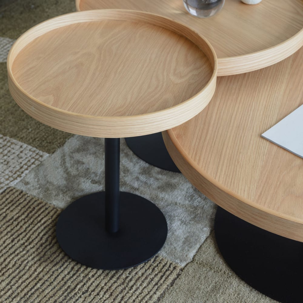 Table d'appoint ronde en bois et métal ø56cm - bois clair - Maisons du Monde