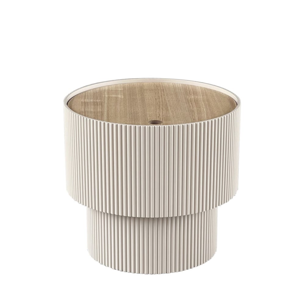 Table d'appoint avec rangement en bois ø38,5cm - beige Table d'appoint avec rangement en bois ø38,5cm - beige