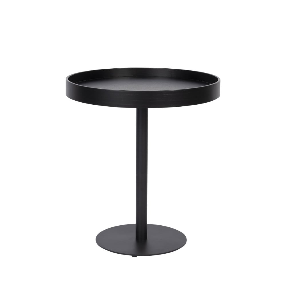 Drawer Table d'appoint ronde en bois et métal ø45cm - noir style contemporain Noir Bois - 40x45x40cm
