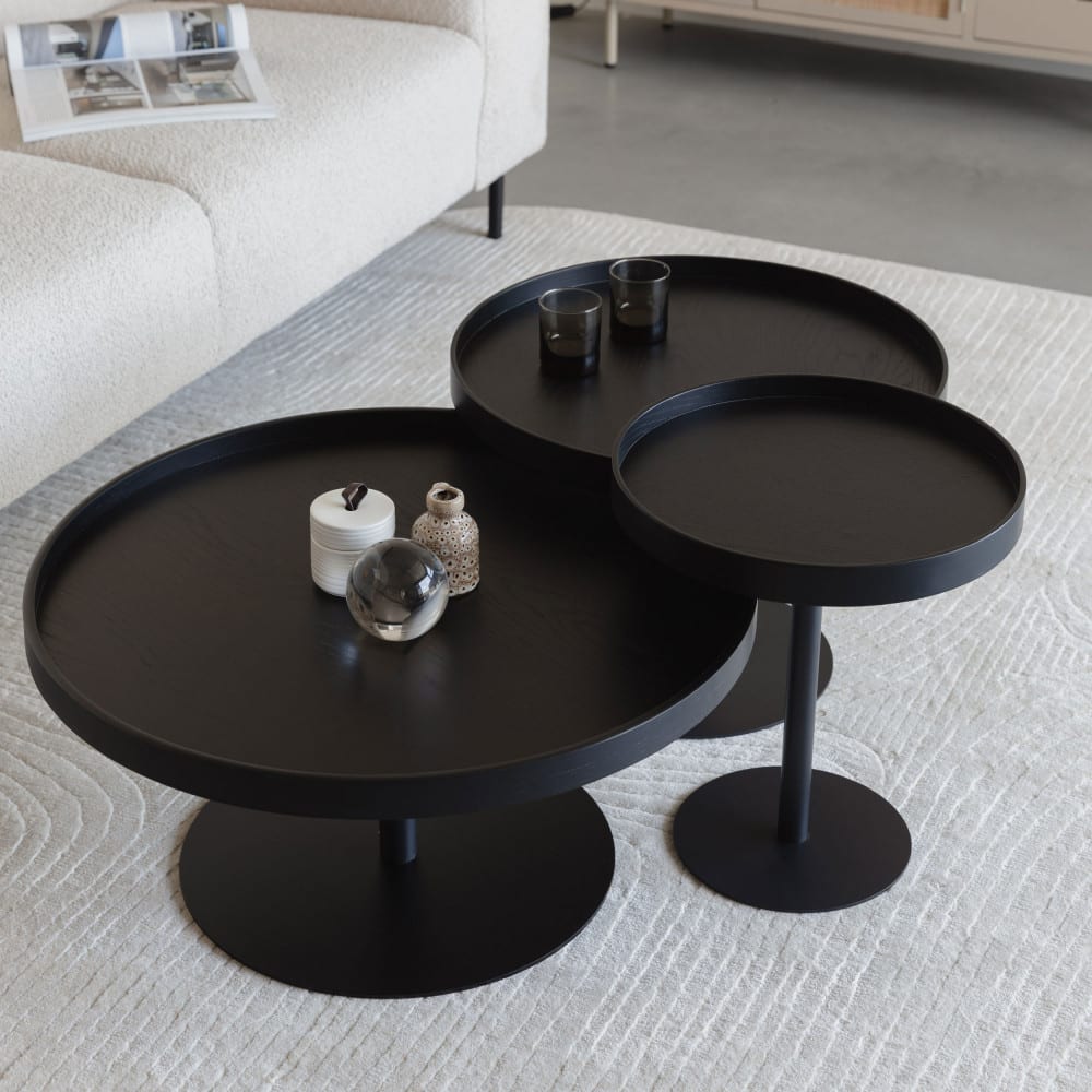 Table d'appoint ronde en bois et métal ø45cm - noir - Maisons du Monde