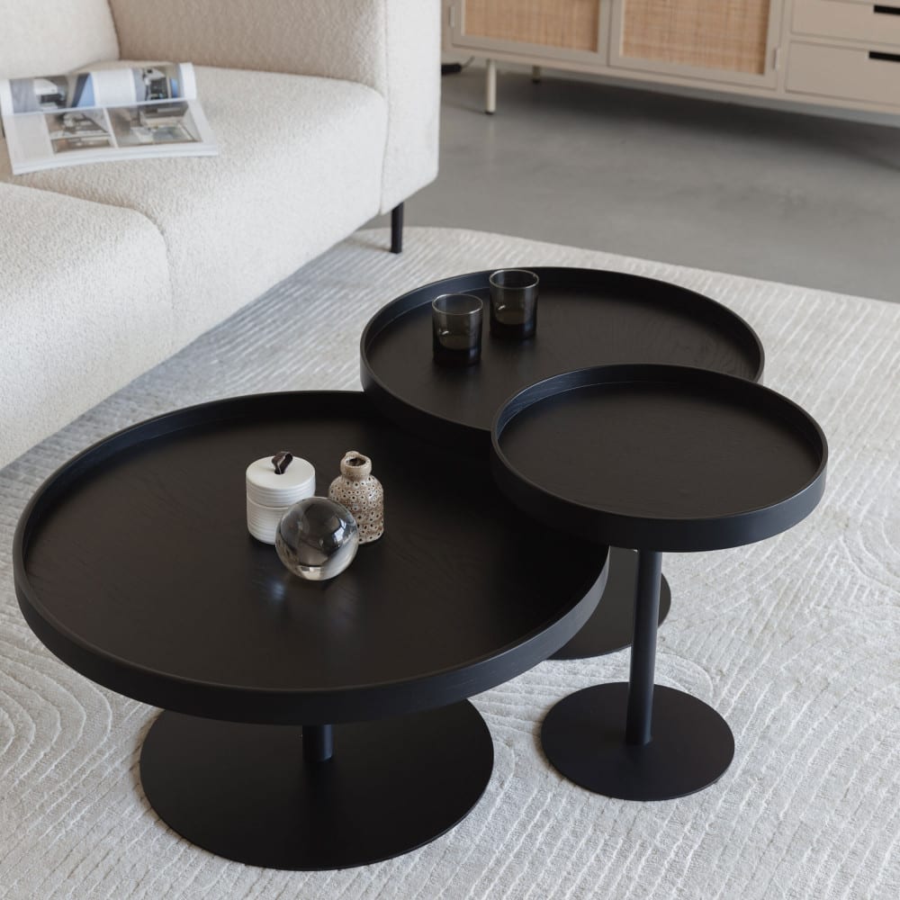 Table d'appoint ronde en bois et métal ø56cm - noir - Maisons du Monde