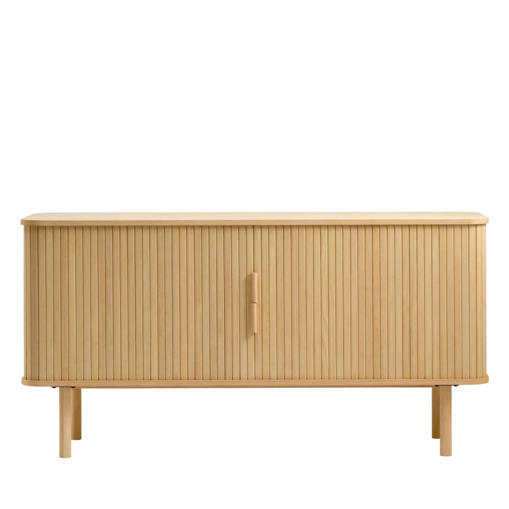 Buffet aux portes coulissantes en bois strié L160cm - Bois clair