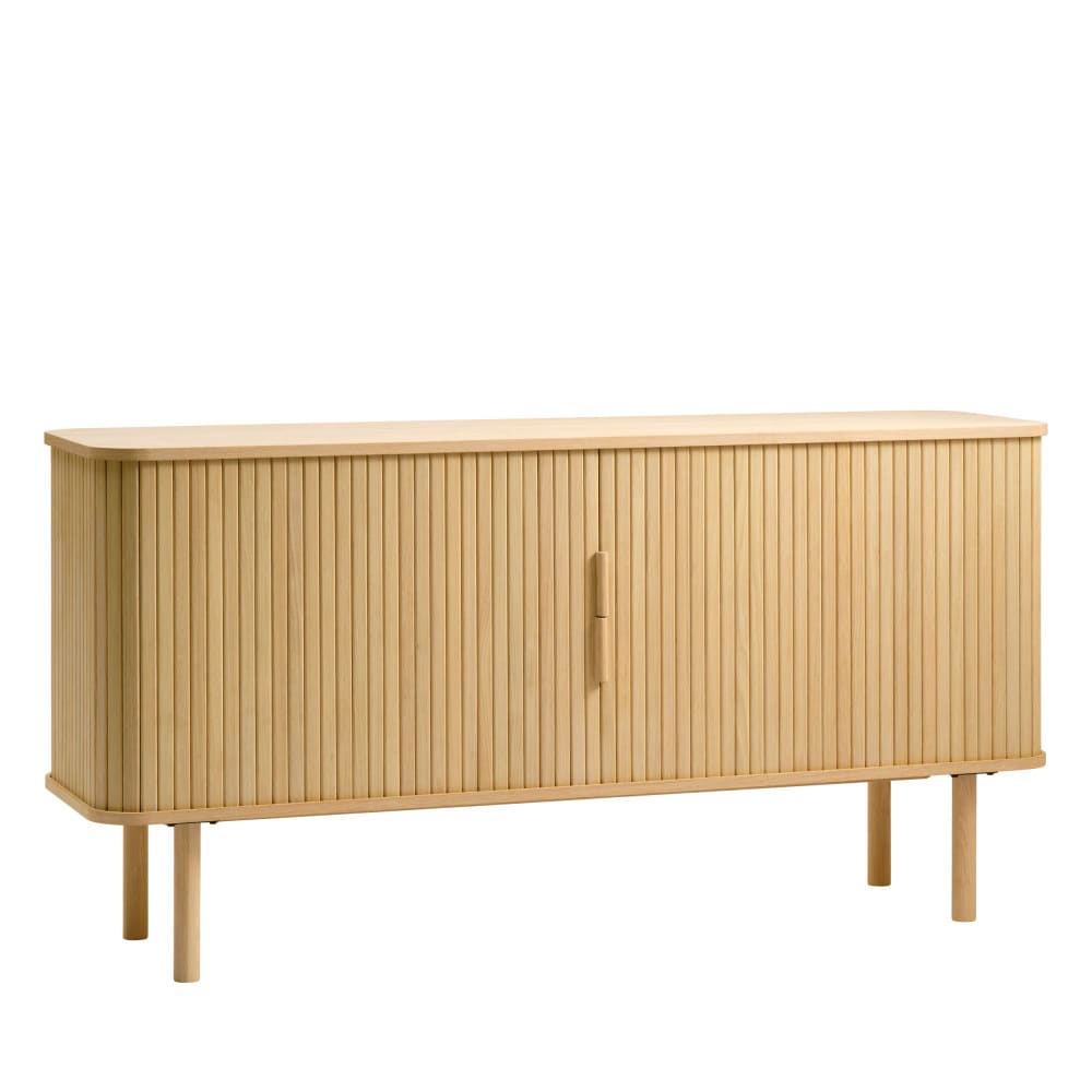 Buffet aux portes coulissantes en bois strié l160cm - bois clair - Maisons du Monde
