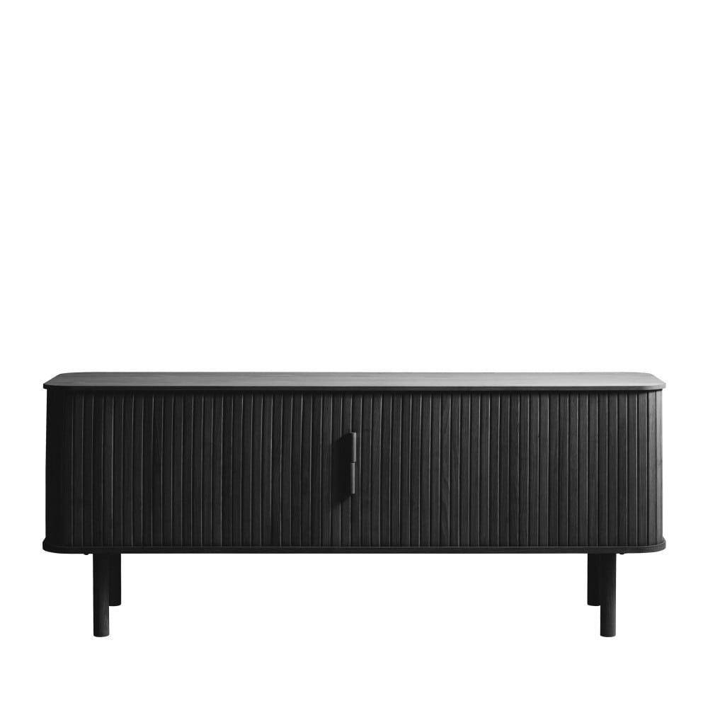 Meuble TV aux portes coulissantes en bois strié L160cm - Noir