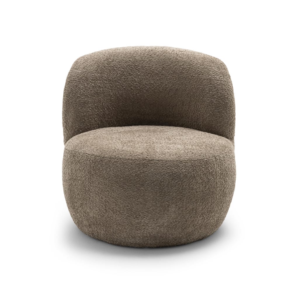 Fauteuil rond en tissu bouclette - Taupe