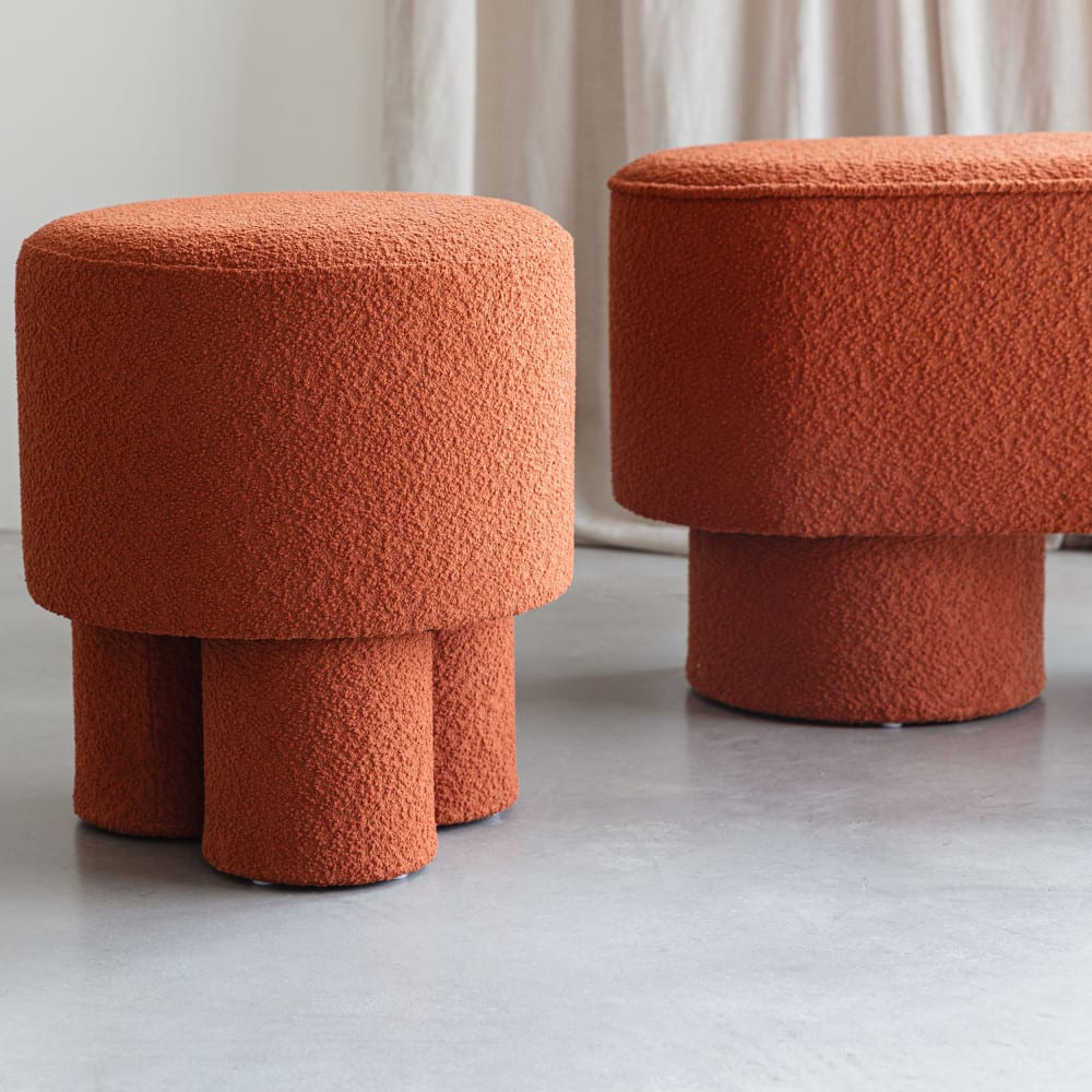Tabouret rond en tissu bouclette ø40cm - rouille - Maisons du Monde