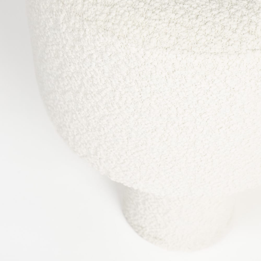 Tabouret rond en tissu bouclette ø40cm - blanc - Maisons du Monde