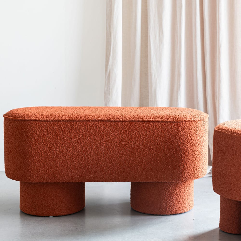 Banc arrondi en tissu bouclette L93cm - Rouille