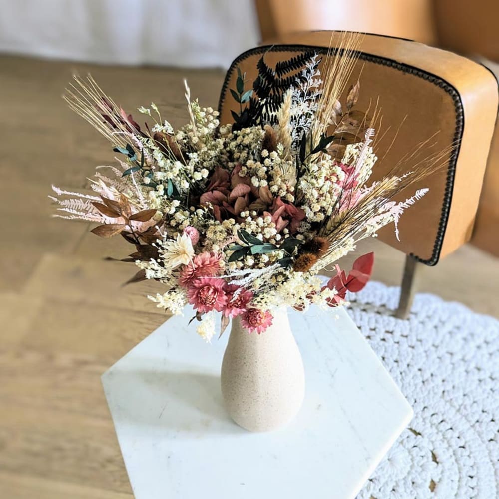 Réconciliation Végétale Bouquet de fleurs séchées S MANON style campagne Rose Fibres Naturelles