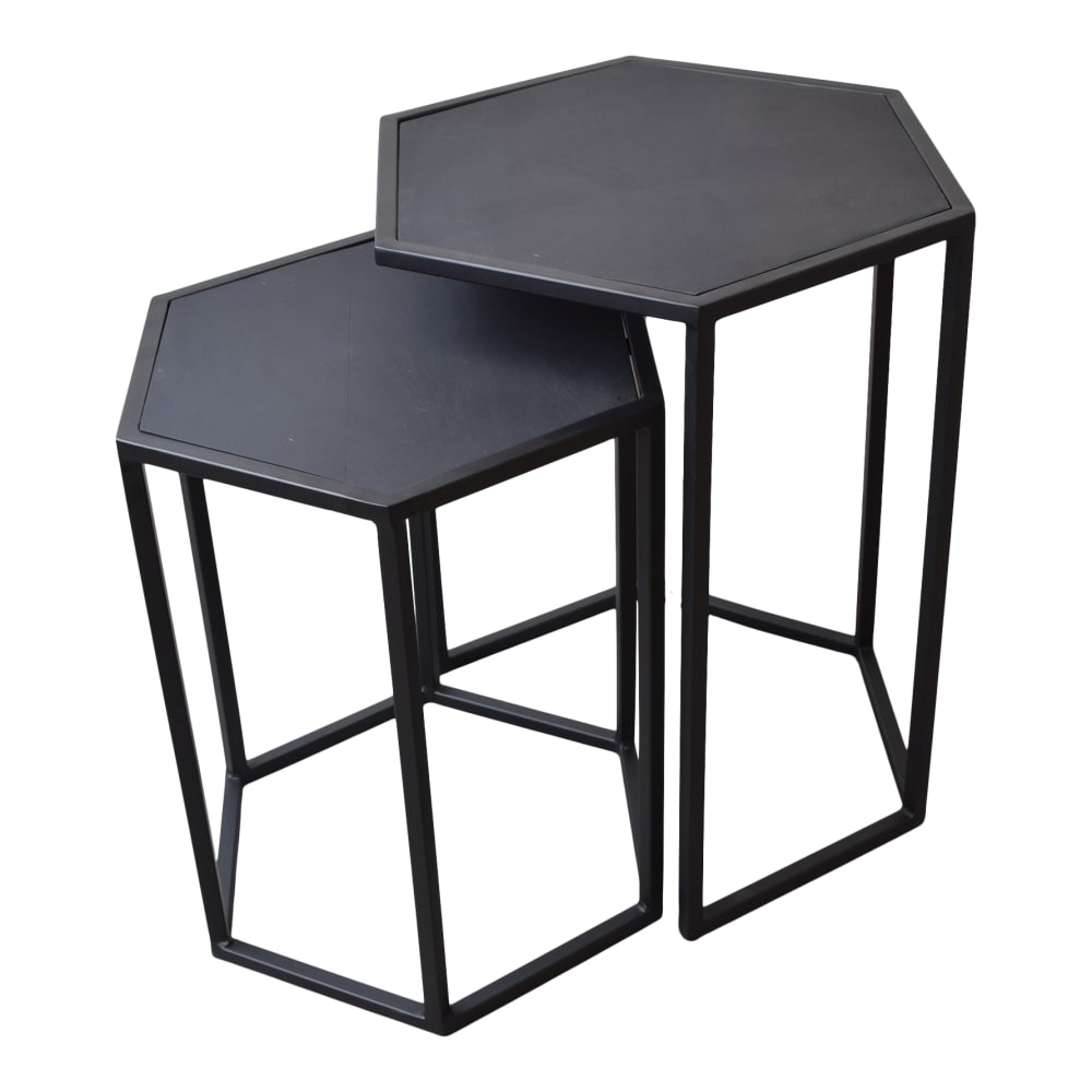 LOFT42 2er Set Couchtischen aus Metall, 56x60x40 cm, Schwarz Schwarz Metall