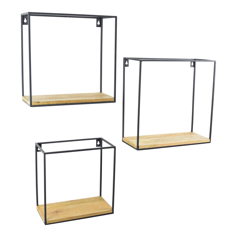 LOFT42 3er Set Wandboxen aus Metall, 36x36x15 cm, Schwarz Schwarz Metall
