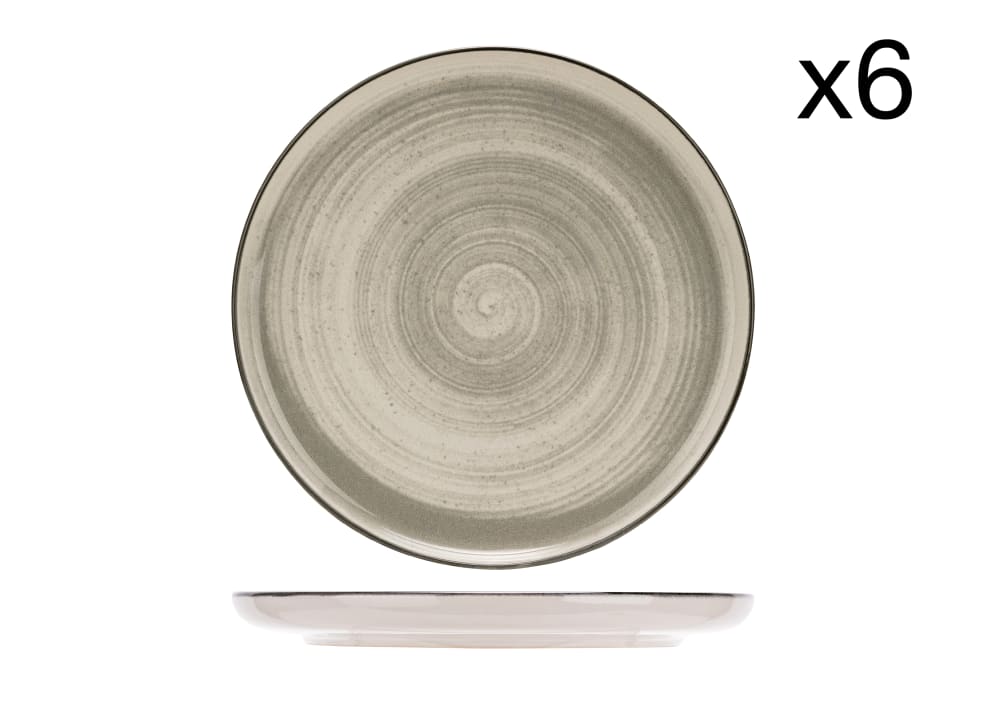 Lot de 6 Assiettes à dessert en Grès, gris, D20 cm