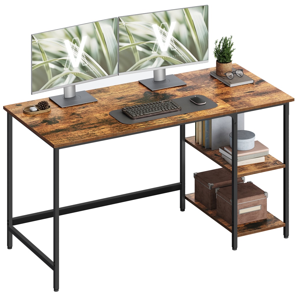 VASAGLE Bureau pour ordinateur pour chambre salon 140 x 60 cm marron et noir style industriel Marron Panneau De Particules - 140x76x60cm