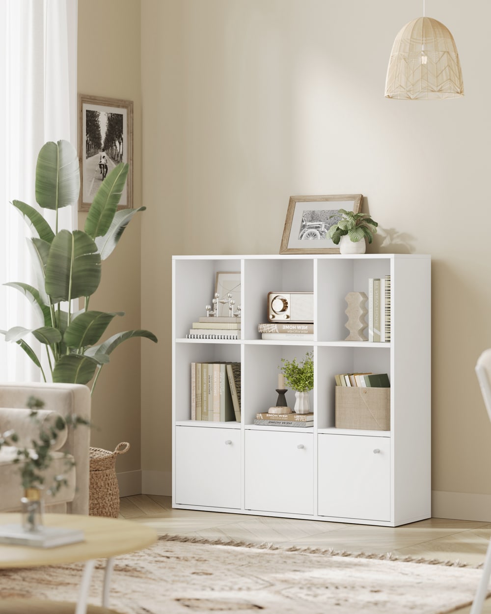 Bibliothèque en bois avec 3 portes 98 x 29 x 97.8 cm blanc - Maisons du Monde