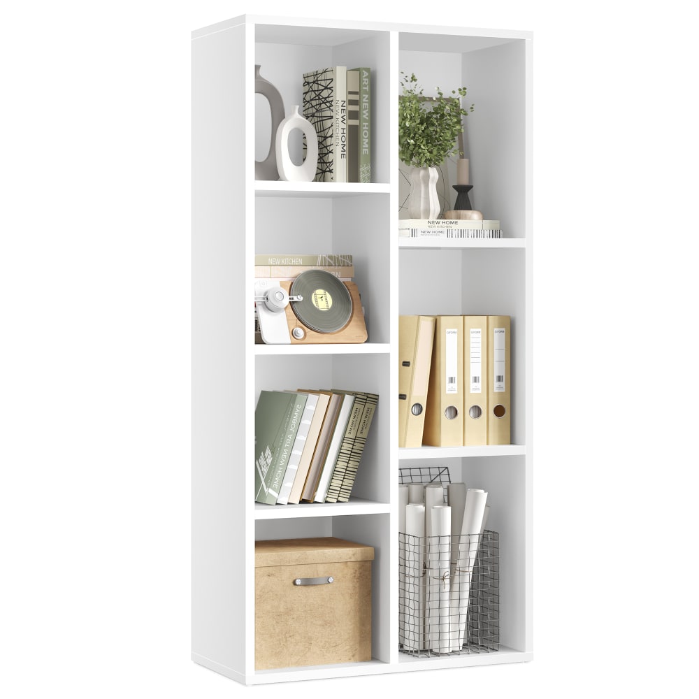 VASAGLE Étagère cubique avec 7 compartiments autoportante pour bureau blanc Blanc Bois - 50x106x24cm