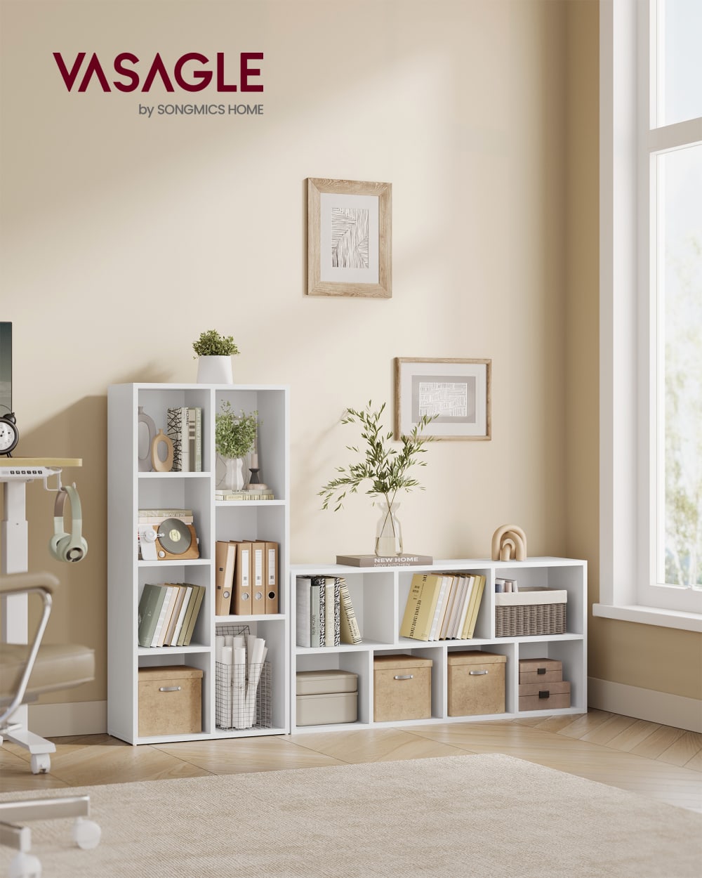 Étagère cubique avec 7 compartiments autoportante pour bureau blanc - Maisons du Monde
