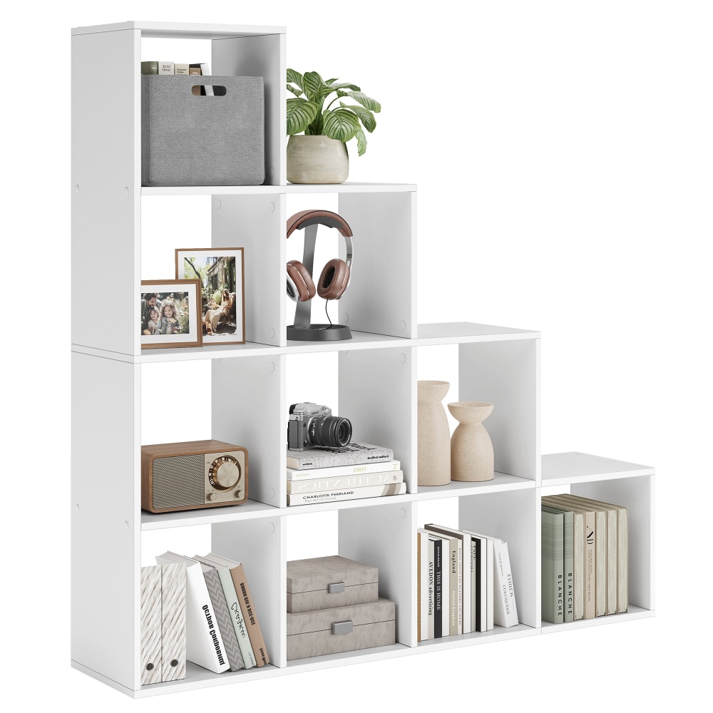 VASAGLE Bibliothèque cube 10 cases de rangement 129.5 x 27 x 129.5 cm blanc Blanc Bois - 130x130x29cm