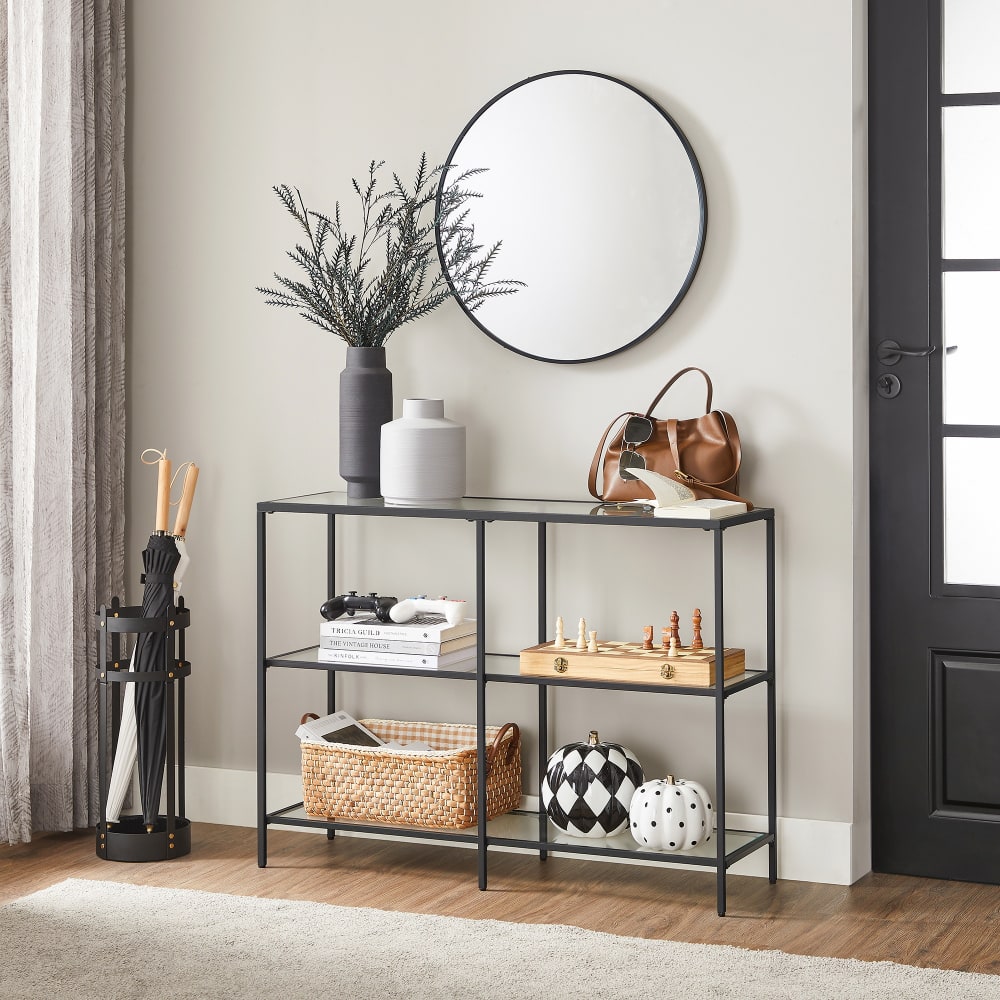 Table console d’entrée en verre noir classique et transparent - Maisons du Monde