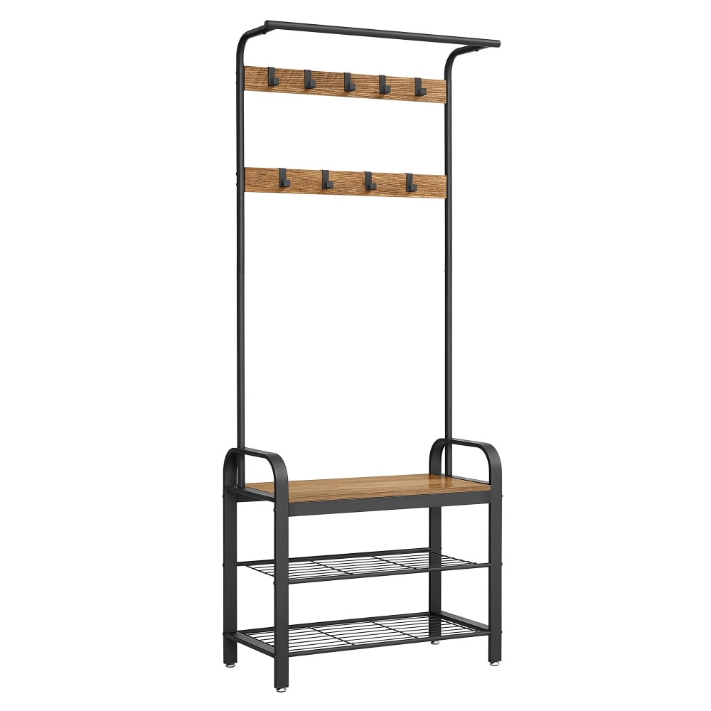 Vestiaire hauteur 183 cm, cadre en métal, marron châtaigne et noir