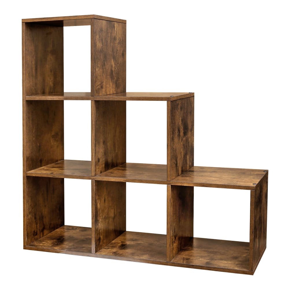 VASAGLE Étagère à livres avec 6 compartiments système de rangement marron style industriel Marron Bois - 98x98x29cm