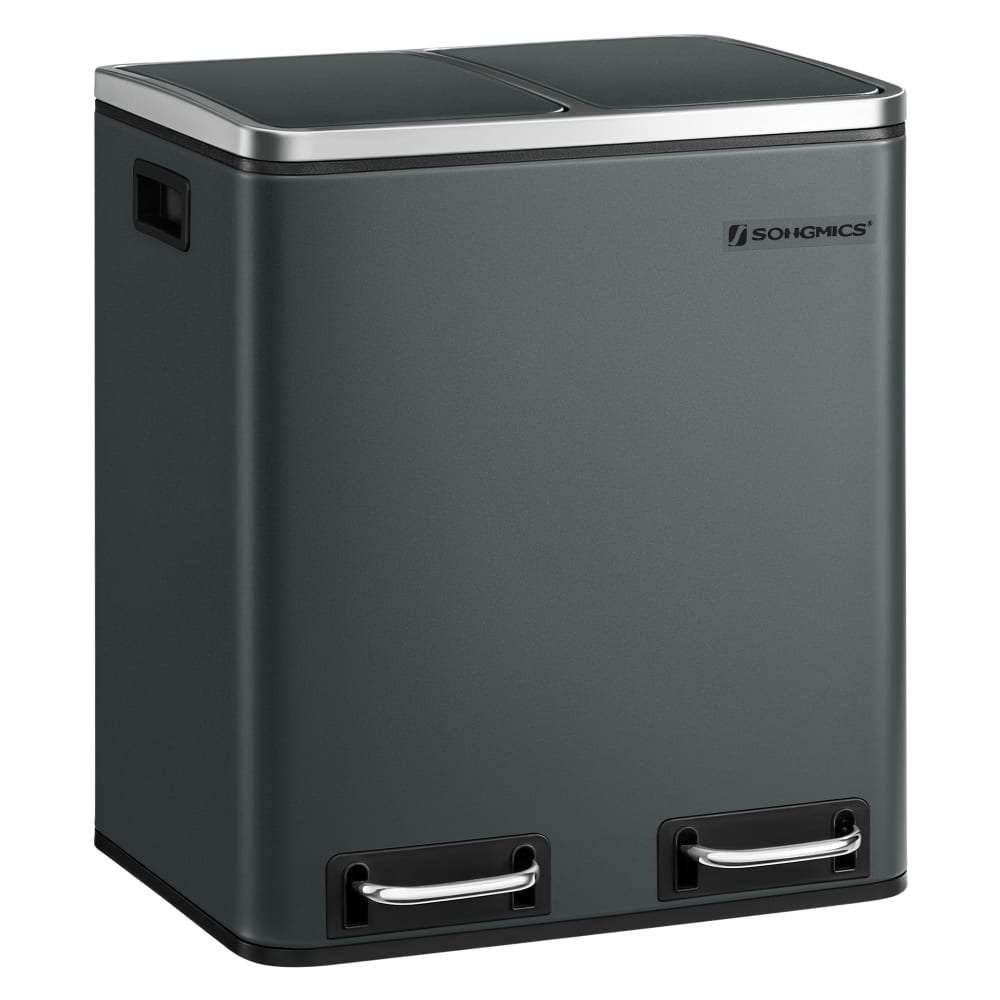 Poubelle de tri 2 x 15L - gris acier