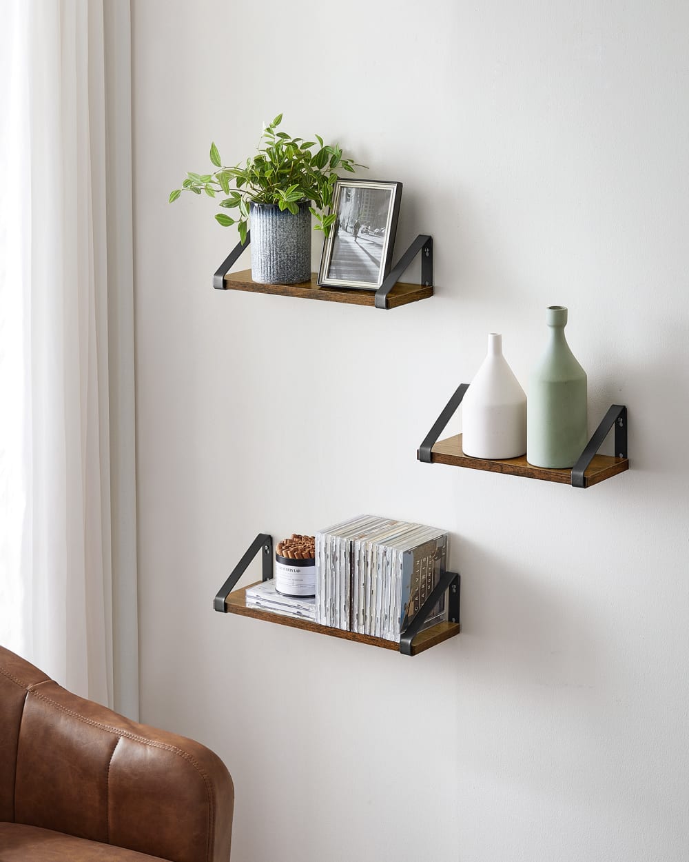 Étagères murale 40 x 12 x 11 cm 35 x 12 x 11 cm 30 x 12 x 11 cm noir - Maisons du Monde