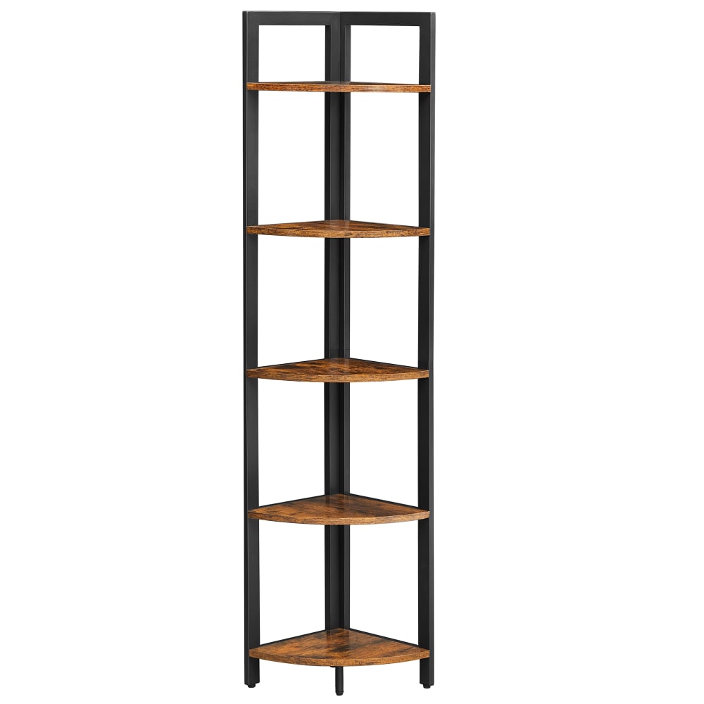 Étagère d'angle style industriel 5 niveaux effet bois noir Étagère d'angle style industriel 5 niveaux effet bois noir