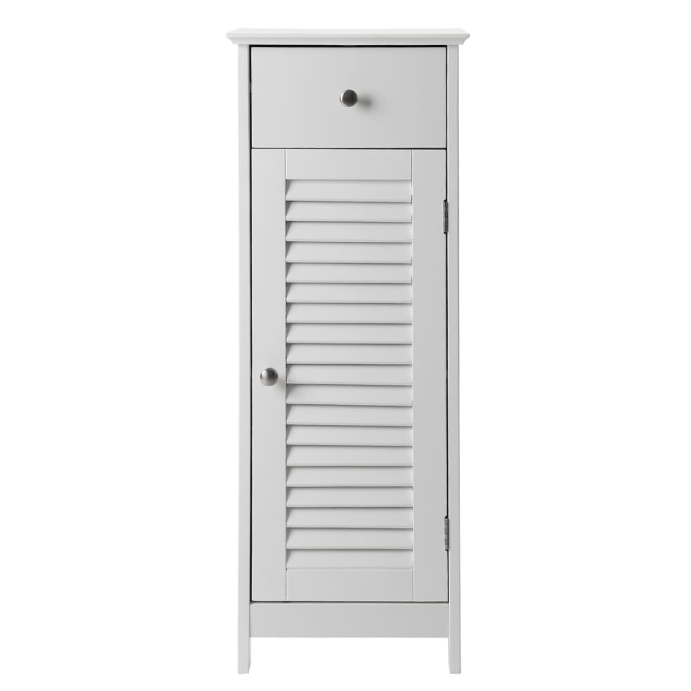 Meuble de salle de bain 1 tiroir 1 porte effet bois blanc — Beyit