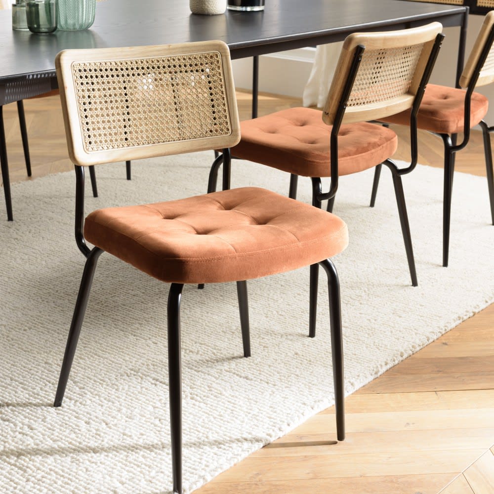 2er Set Metallstühle mit Sitzfläche aus Samt und