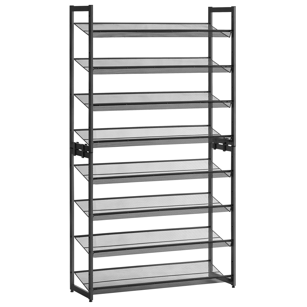 SONGMICS Étagère à chaussures 8 niveaux empilable 92.3 x 30.5 x 163.4 cm noir style industriel Noir Acier - 93x164x31cm