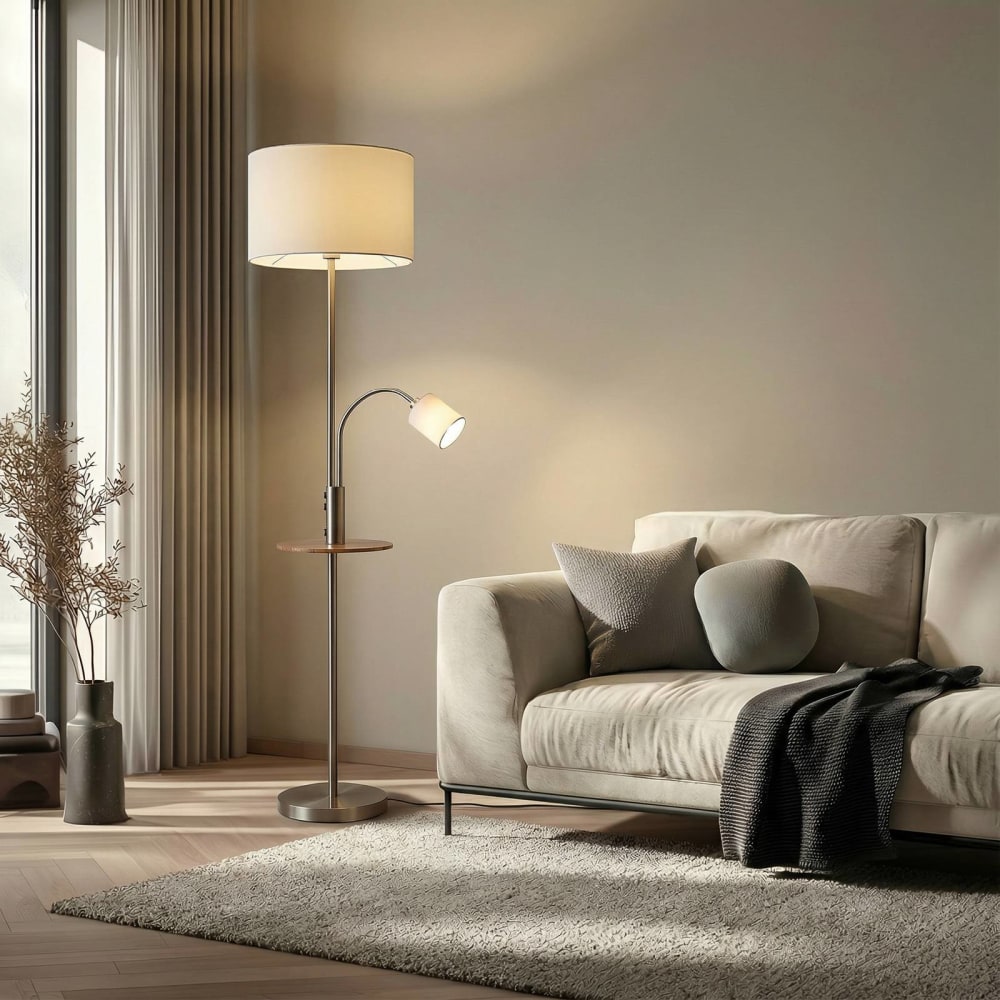 Lampadaire tissu en métal gris - Maisons du Monde
