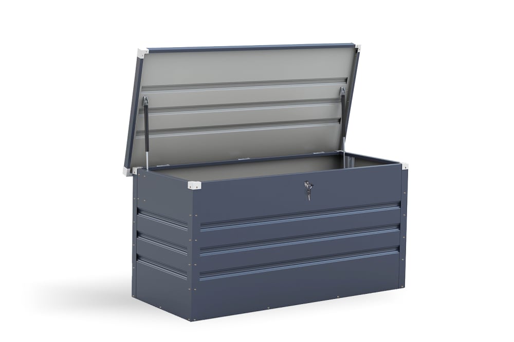 caja de almacenamiento gris de acero