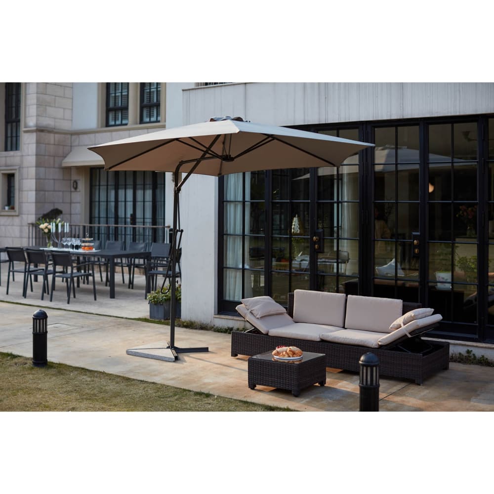 Parasol déporté avec ouverture innovante diamètre 3 m gris