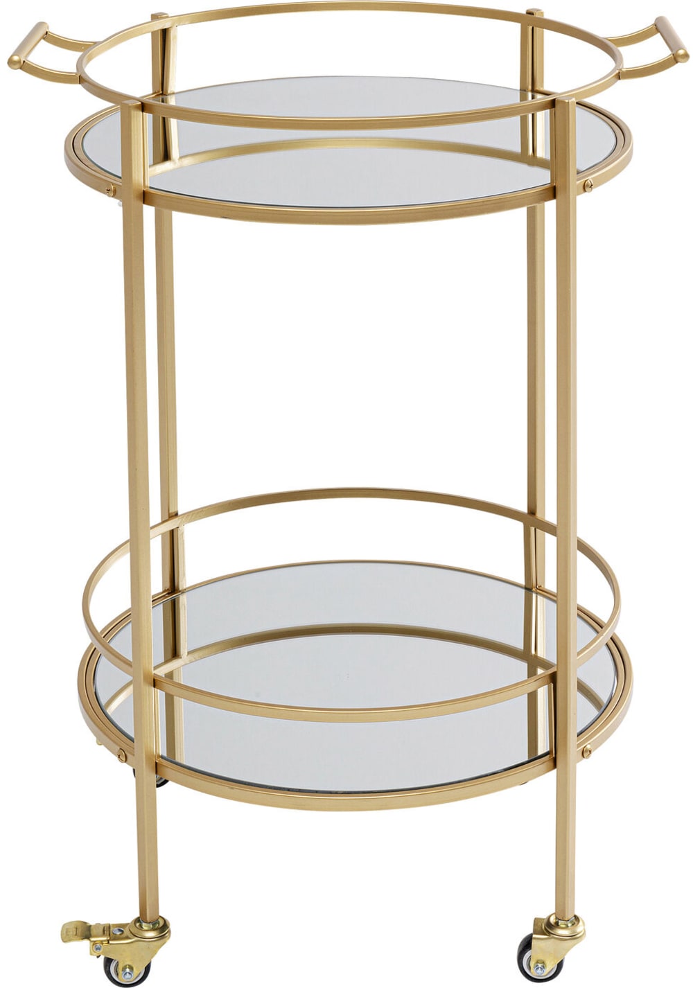 Desserte en verre miroir et acier doré