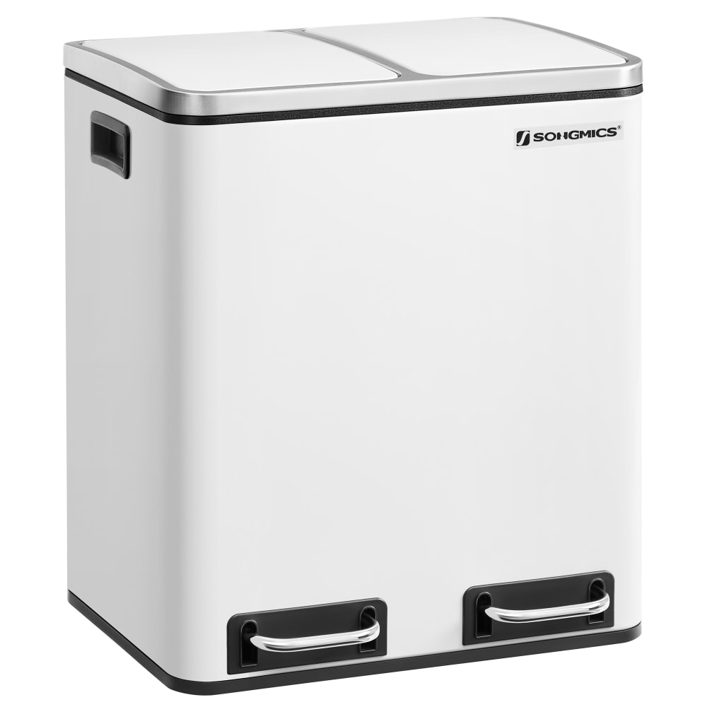 Poubelle en métal 2 x 15L blanc