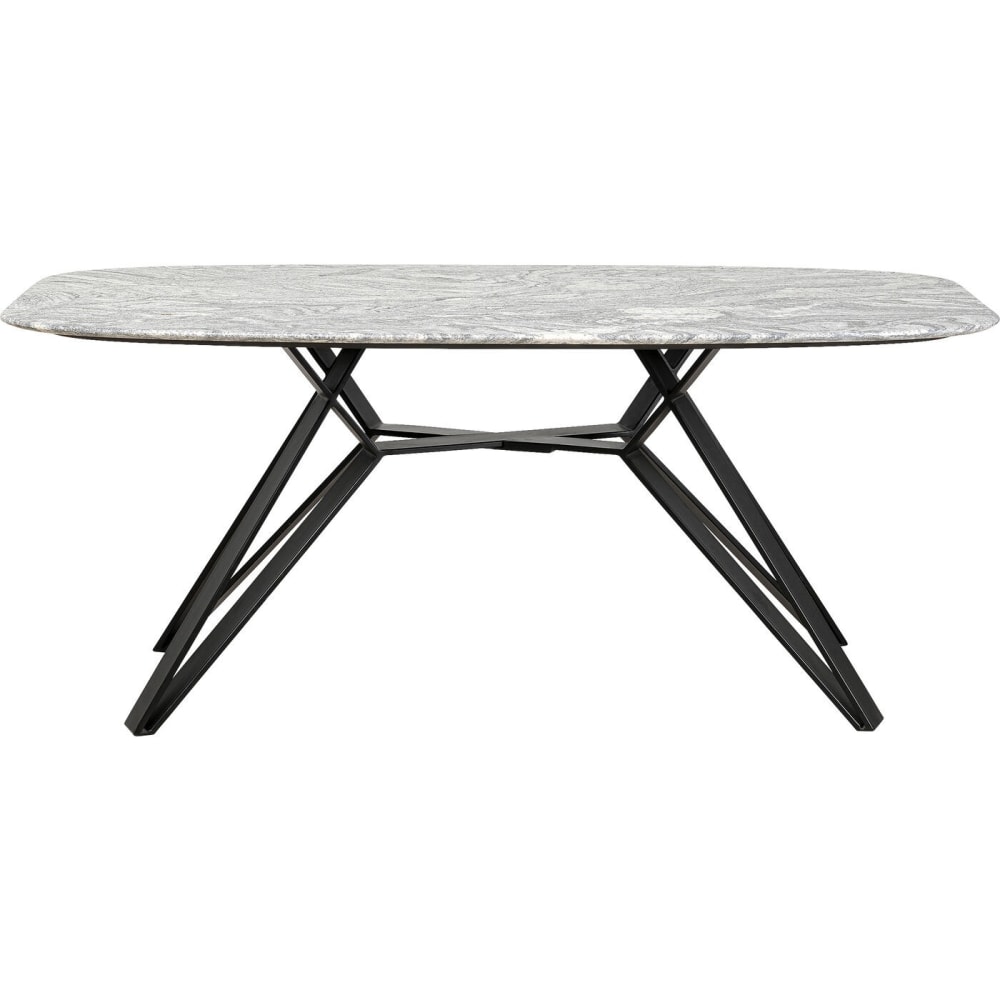 Kare Design Esstisch für 4 Personen aus Granit und Stahl, weiß, L180cm style modern Grau Naturstein