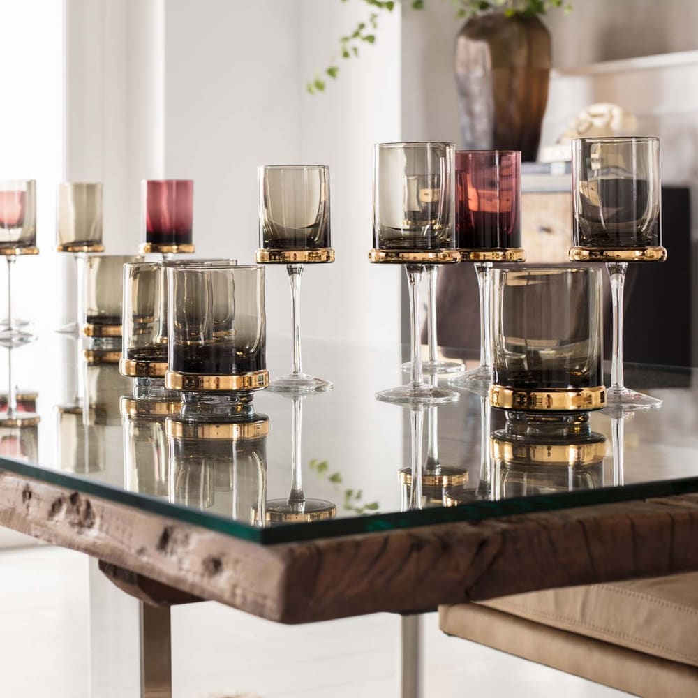 Lot de 4 - Verre à vin rouge en verre fumé vert