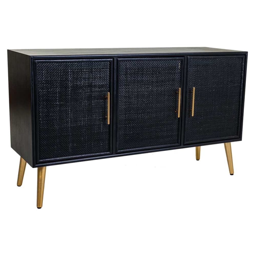 Wanderlust deco Sideboard aus Holz mit lackiertem Gitter, 120x41,5x71, schwarz - Holz