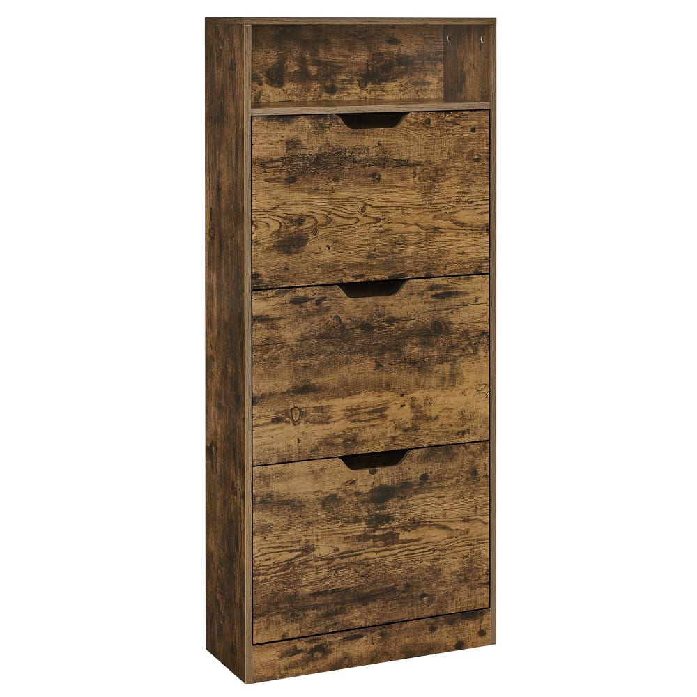 Meuble à chaussures 3 portes battantes 14 à 18 paires marron rustique