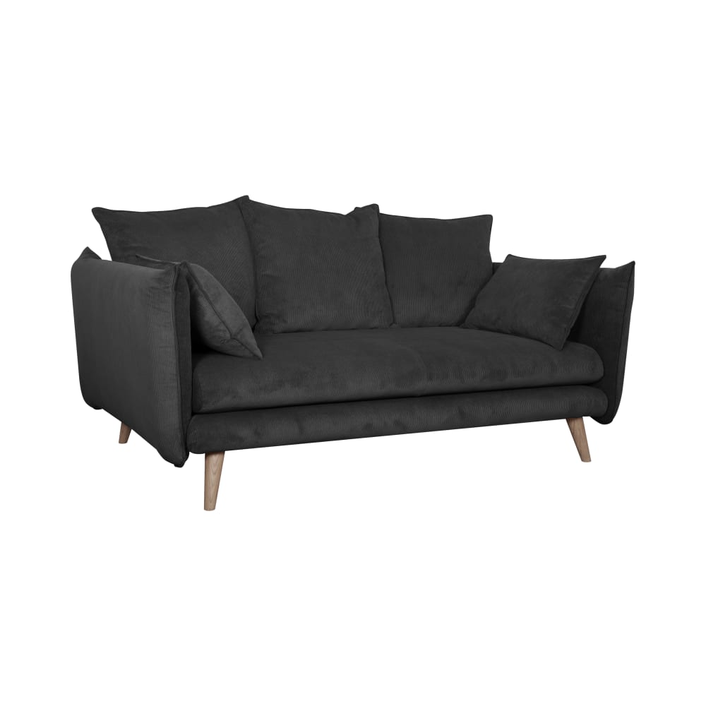 Canapé velours côtelé 2 places anthracite