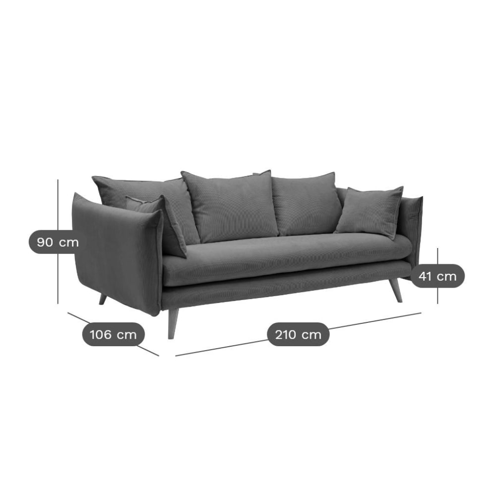 Canapé velours côtelé 4 places bleu prusse