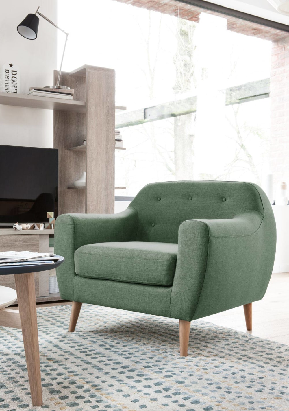 Fauteuil en tissu antitache menthe