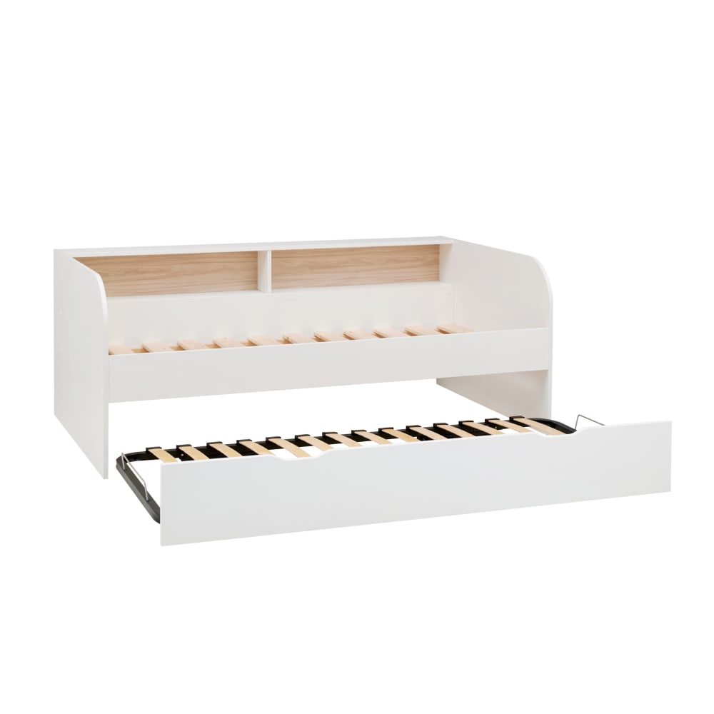 Lit gigogne effet bois blanc 90 x 190 cm (CAMIF) - Image 1