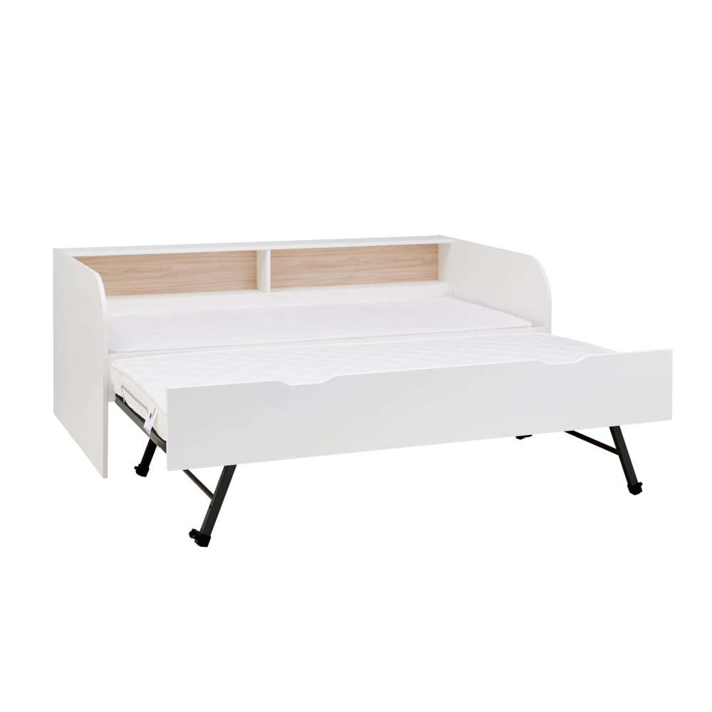 Lit gigogne effet bois blanc 90 x 190 cm (CAMIF) - Image 2