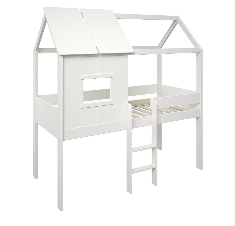 Lit cabane effet bois blanc 90 x 200 cm Lit cabane effet bois blanc 90 x 200 cm