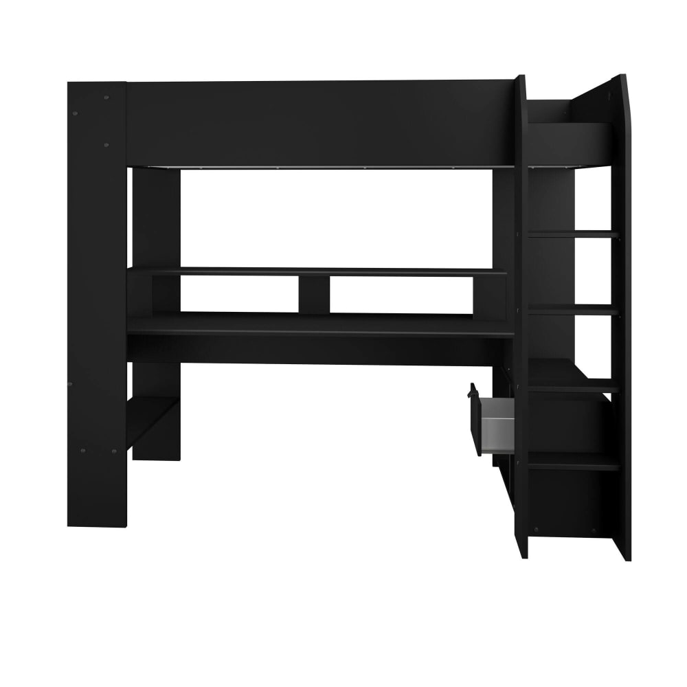 Lit mezzanine de gamer effet bois 90 x 200 cm