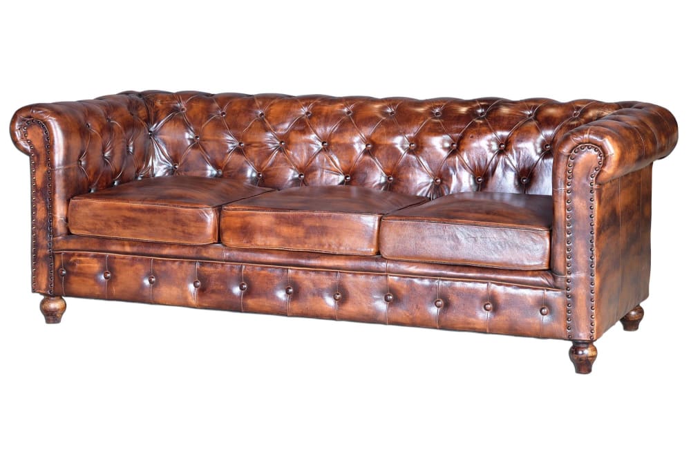 Canapé Chester en cuir marron materasée