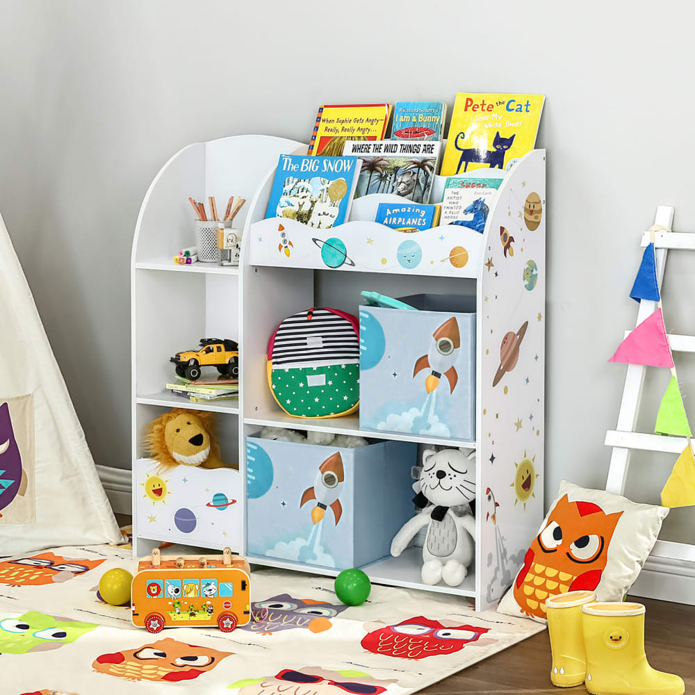 Étagère de rangement pour jouets étagères effet bois blanc (SONGMICS) - Image 1